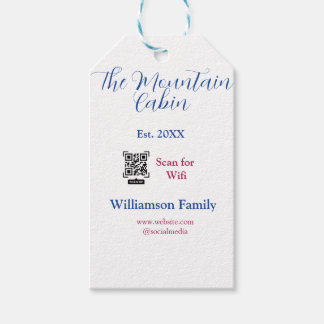 Die Berghütte Familienname Q R WLAN scannen Geschenkanhänger