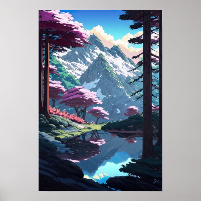 Die Berglandschaft Poster (Vorne)