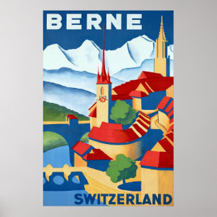 Die Bern ~ Schweiz ~Vintage Schweizer-Reise-Plakat Poster