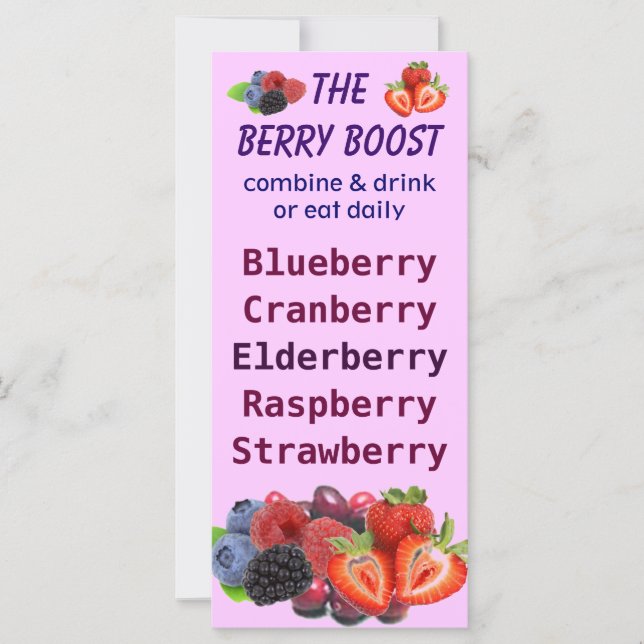 Die Berry-Boost-Litschkarte (Vorderseite)