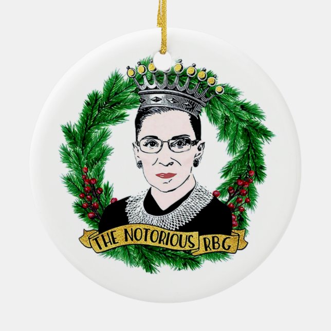 Die berüchtigte RBG Ruth Bader Ginsburg Weihnachte Keramik Ornament (Hinten)