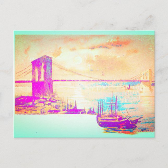 Die berühmte Brooklyn-Brücke Postkarte (Vorderseite)
