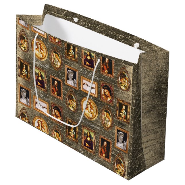 Die berühmte Gerahmte Kunst der Renaissance Große Geschenktüte (Vorderseite Schrägansicht)