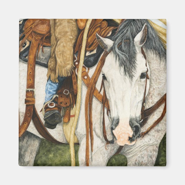 Die Bessere Hälfte - Western Pferd & Reiter Magnet (Vorne)