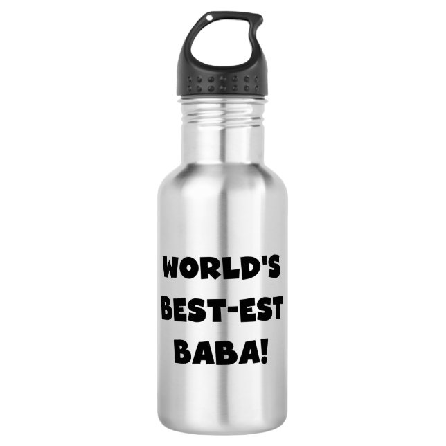Die beste Baba der Black Text World Edelstahlflasche (Vorderseite)