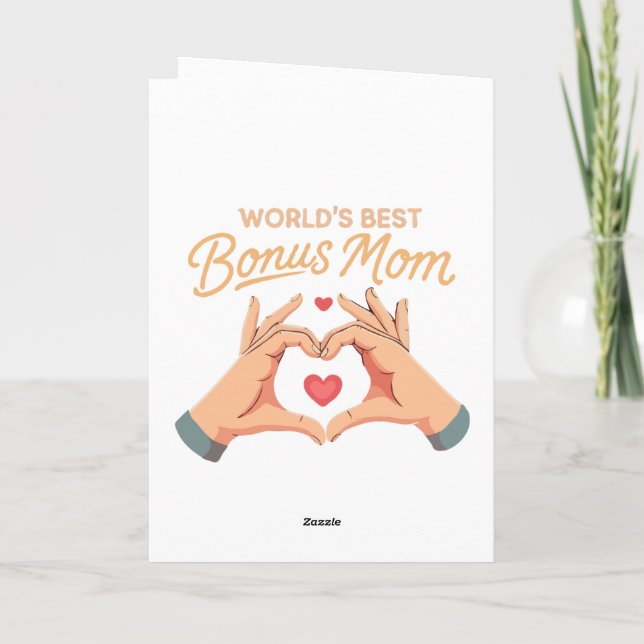 Die beste Bonus-Mama der Welt, Stepama | Herzhandg Karte (Rückseite)