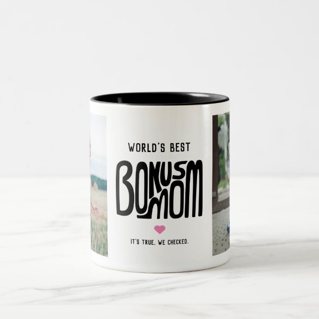 Die beste Bonus-Mama der Welt - Zwei Fotos Tasse (Mittel)