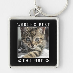 Die beste Cat-Mama der Welt druckt Pet Foto Black Schlüsselanhänger