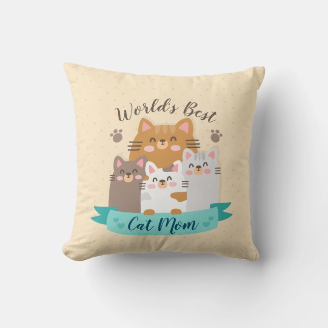 Die beste Cat-Mama der Welt - Niedliche Kätzchen Kissen (Vorderseite)