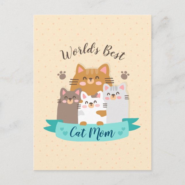 Die beste Cat-Mama der Welt - Niedliche Kätzchen Postkarte (Vorderseite)