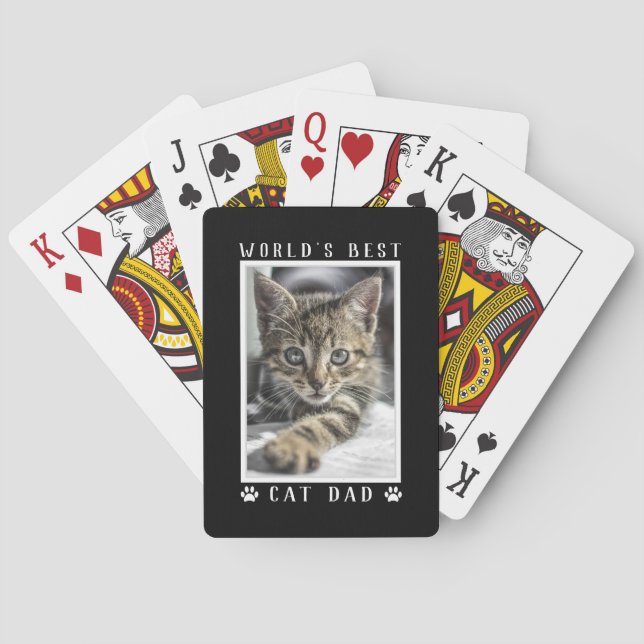 Die beste Cat Vater Paw Prints Foto Black Spielkarten (Rückseite)