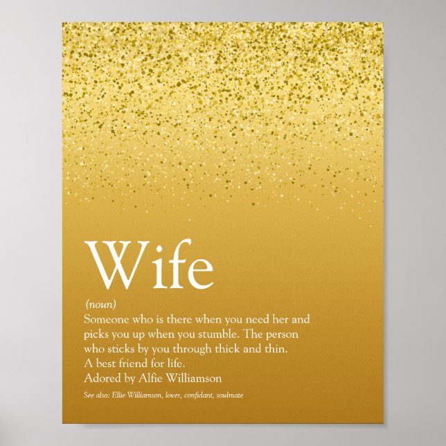Die beste Ehefrau der Welt Definition Gold Glitzer Poster (Vorne)