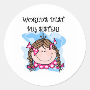 Die beste große Schwester der brünette Welt Runder Aufkleber
