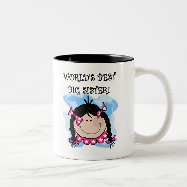 Die beste große Schwester der schwarze behaarte Zweifarbige Tasse (Rechts)