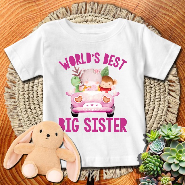 Die beste große Schwester der Welt | Rosa Affe + H Baby T-shirt (Von Creator hochgeladen)
