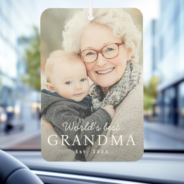 Die beste Großmutter der Welt im Foto des vergange Autolufterfrischer (World's best grandma grandmother est year photo air freshener)