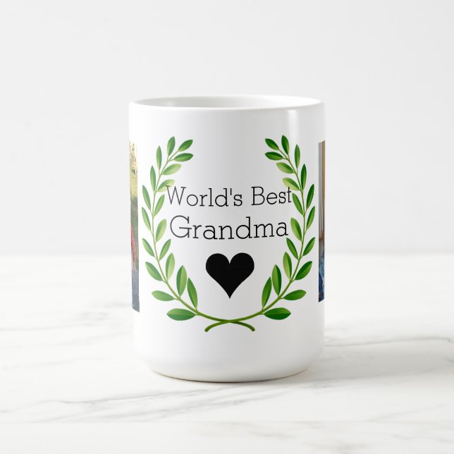 Die beste Großmutter der Welt mit zwei Fotos Kaffeetasse (Mittel)