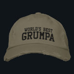 Die beste Grumpa der Welt | Funny Grandpa Personal Bestickte Baseballkappe<br><div class="desc">Einfaches Retro-Vintages Textdesign eines beliebten Spitznamen für die weltbesten mürrischen Großväter - grumpa. Passen Sie den Text an,  um Ihren Lieblings-Spitznamen einzubinden.</div>