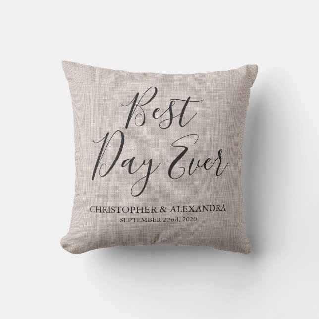 Die beste Hochzeit je in Beige Kissen (Vorderseite)