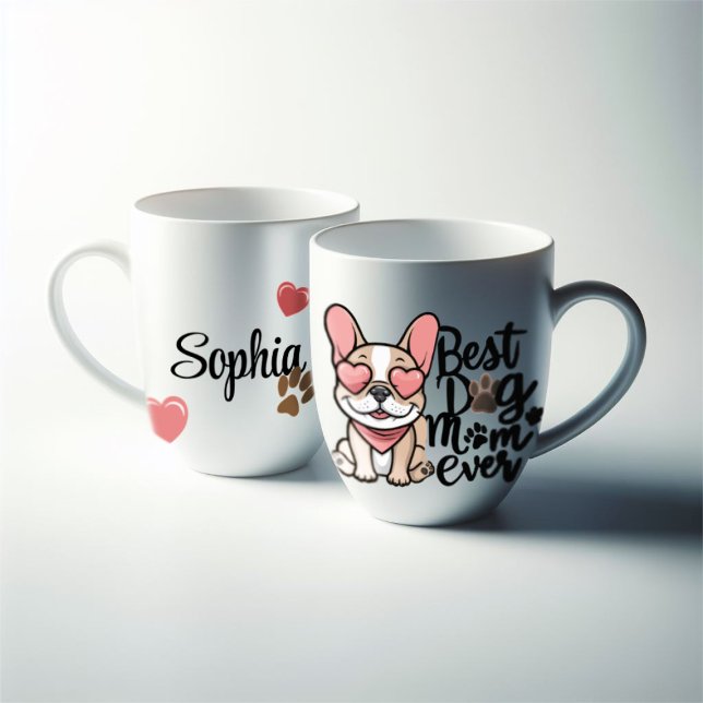 Die beste Hunde-Mama je auf Französisch personalis Jumbo-Tasse (best mom customizable frenchie mug)