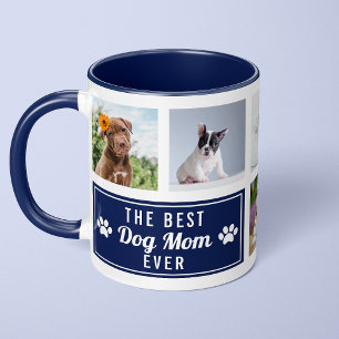 Die beste Hundemama ever Navy Blau Pet Collage Fot Tasse