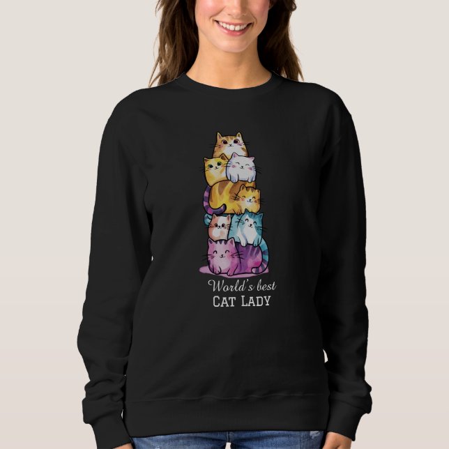 Die beste Katzenfrau der Welt, Niedliche Wasserfar Sweatshirt (Vorderseite)