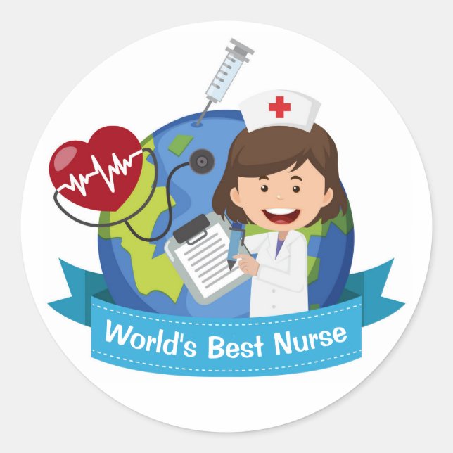 Die beste Krankenschwester der Welt Runder Aufkleber (Vorderseite)