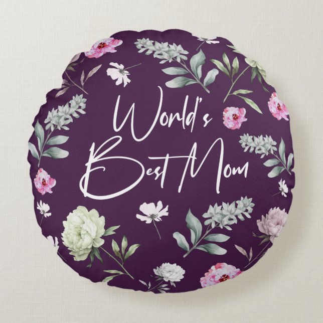 Die beste Mama der Blumenwelt Rundes Kissen (Vorderseite)