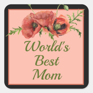 Die beste Mama der hübschen Blumenwelt Quadratischer Aufkleber