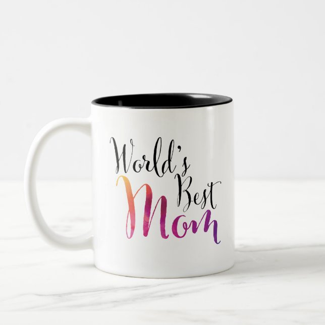Die beste Mama der Welt (bunt) Zweifarbige Tasse (Links)