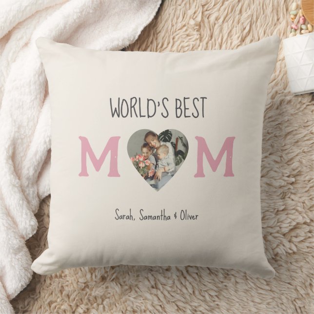 Die beste Mama der Welt - Herz-Foto und Benutzerde Kissen (Decke)