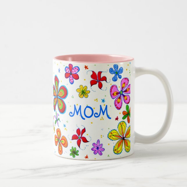 Die beste Mama der Welt Illustriert Zweifarbige Tasse (Rechts)