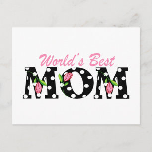 Die beste Mama der Welt Schwarz mit rosa Tulips Postkarte