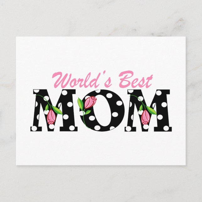 Die beste Mama der Welt Schwarz mit rosafarbenen T Postkarte (Vorderseite)
