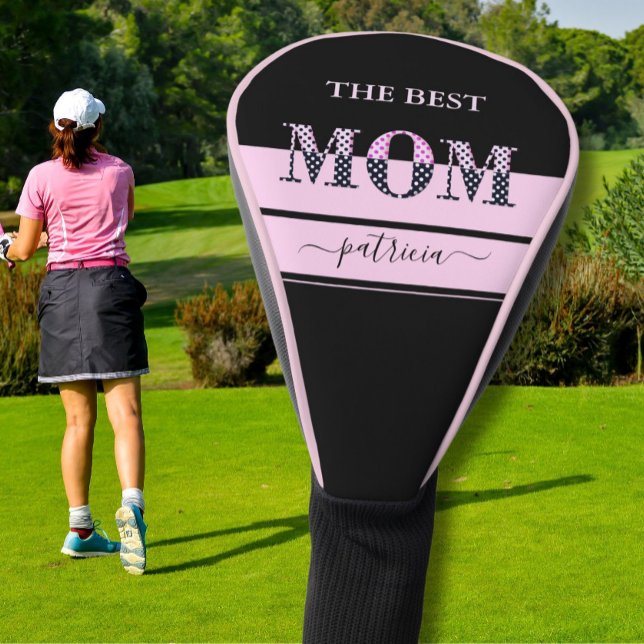 Die beste Mama, die Stilvolle Schwarz-Rosa-Buchsta Golf Headcover (Von Creator hochgeladen)