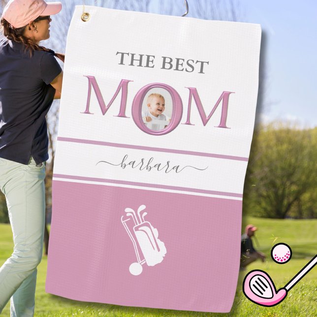 Die beste Mama Foto Stilvoll rosa Lavendel Letting Golfhandtuch (Von Creator hochgeladen)