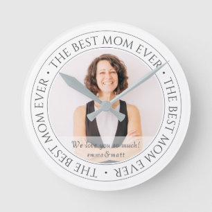 Die beste Mama für das moderne klassische Foto Runde Wanduhr
