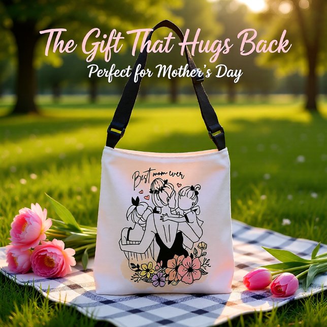 Die beste Mama für Mama, Kinder und Blume Tragetaschen Mit Langen Trägern (Best Mom Ever Floral Illustration Mother and Child Crossbody Bag)