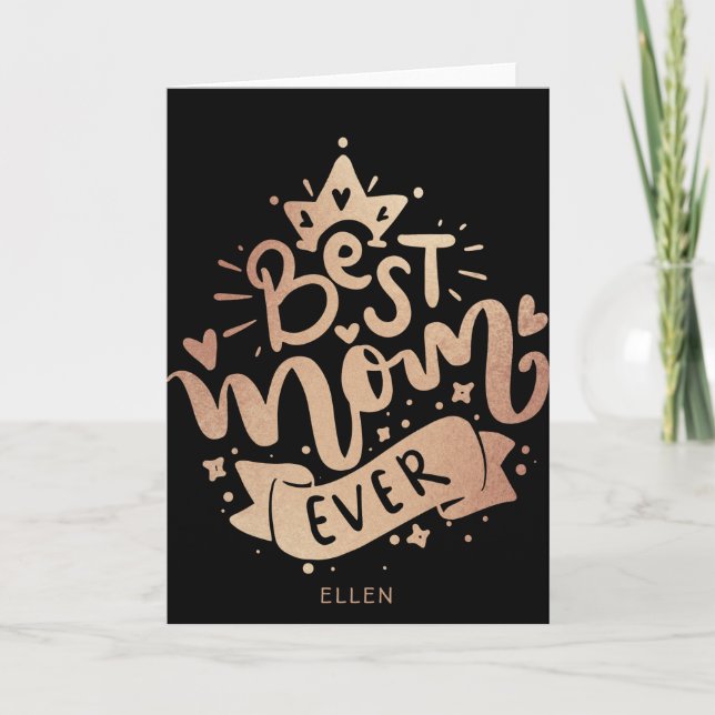Die beste Mama je Black Gold Typografie Momthers Karte (Vorderseite)