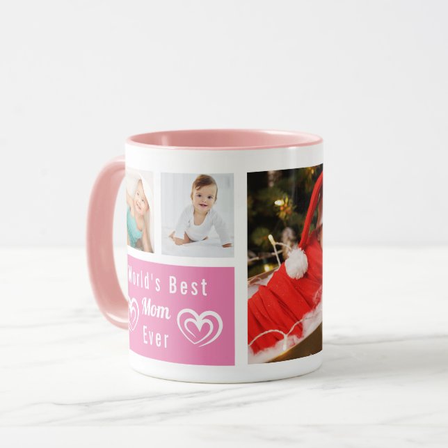 Die beste Mama je rosa benutzerdefinierte Foto Col Tasse (Vorderseite Links)