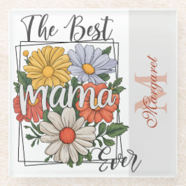 Die beste Mama-jemals-Blumendrucke Glasuntersetzer