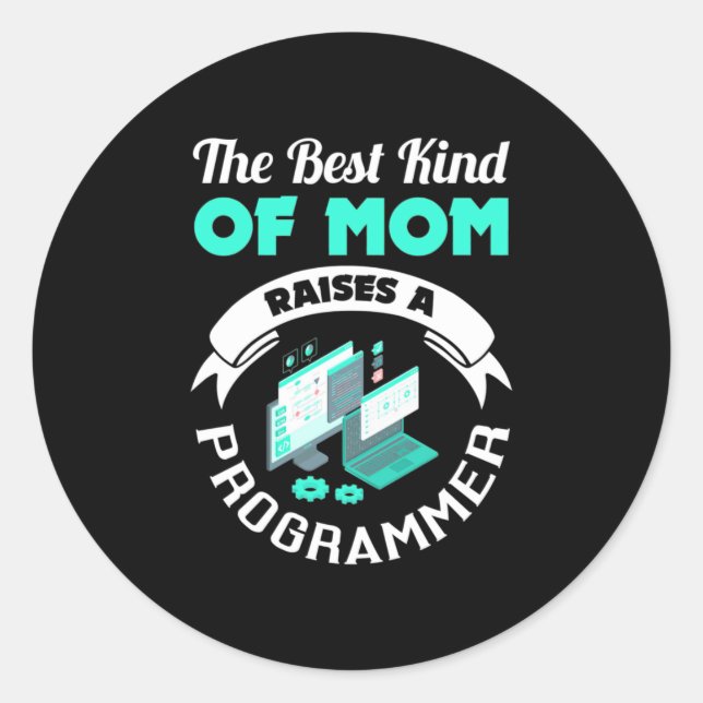Die beste Mama löst einen Programmierer aus Runder Aufkleber (Vorderseite)