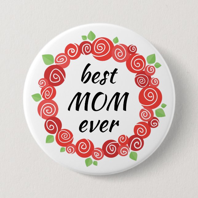 Die beste Mutter aller rote Rosen hat niedliche Bl Button (Vorderseite)
