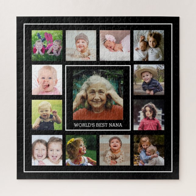 Die beste Nana-13-Familie der Welt Foto Collage Bl (Vertikal)