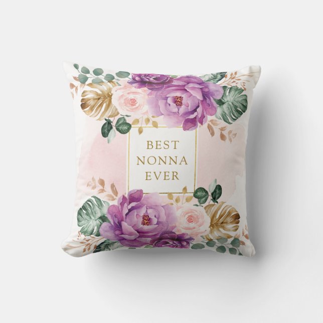 Die beste Nonna je| Chic Tropical Floral Großmutte Kissen (Vorderseite)