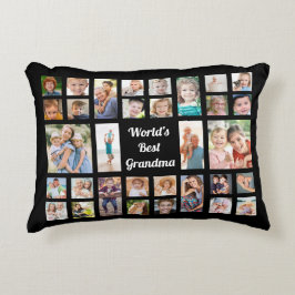 Die beste Oma 32-Familie der Welt FotoCollage Blac Dekokissen