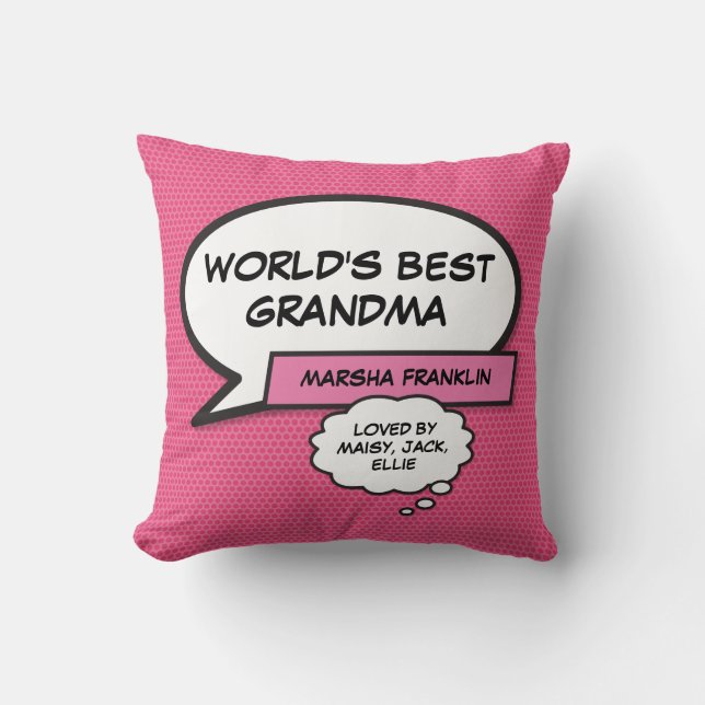 Die beste Oma der Welt Moderner Cooler rosa Spaß Kissen (Vorderseite)