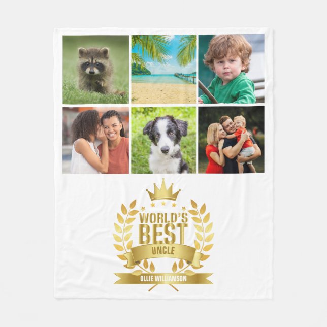 Die beste Onkel-FotoCollage der Welt Fleecedecke (Vorderseite)