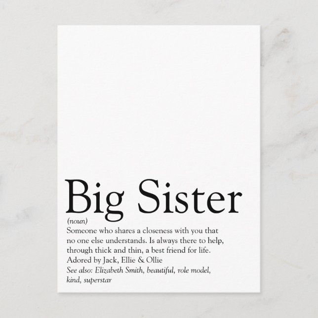 Die beste Sister-Definition der Welt Postkarte (Vorderseite)