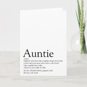 Die beste Tante aller Zeiten, Definition von Tante Karte